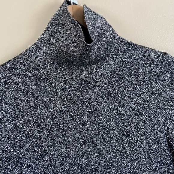 Sandro- Metallic Silver Stretch Knit Turtleneck Top - Picture 6 of 10
